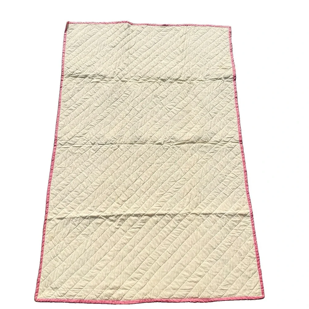 50's Vintage Handmade Nursery Rhyme Baby Quilt  Whimsical Throw 34x54